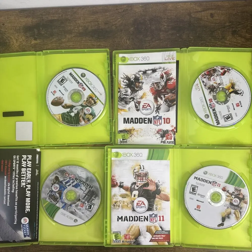 Madden NFL 09 10 11 13 Microsoft Xbox 360 Games Lot EA Sports Football